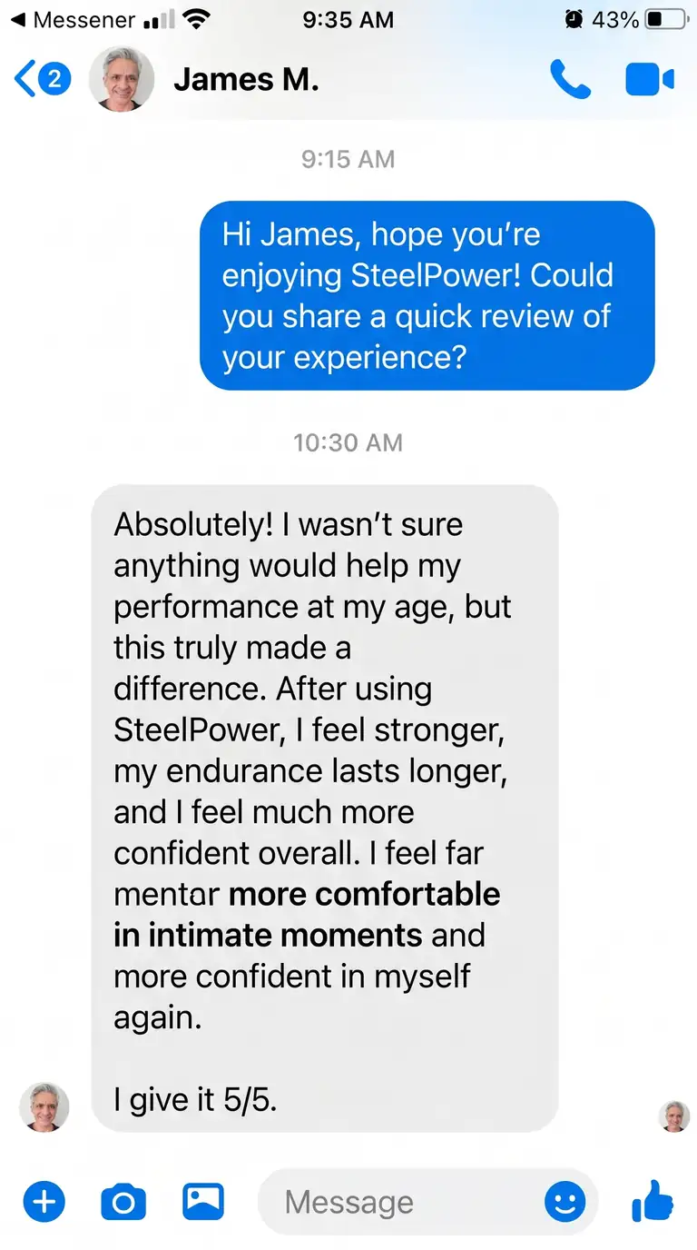 Review by James M. from New Jersey. He felt stronger and his endurance lasted longer.