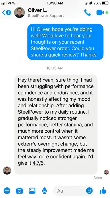 Review by Oliver L. from California. He experienced stronger performance and better stamina.